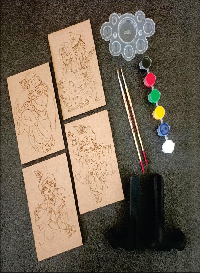 PICRAZEE DIY Art & Craft Kit With Pine MDF Base | Acrylic Colors, Brushes, Palette & Easel | Ideal For Oil & Acrylic Painting, Decoupage, Lippan, Texture Art, Resin & Kids DIY Projects (M2),Brown - Image 1